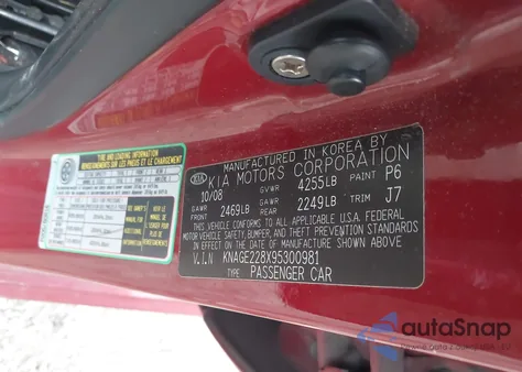 2009 Kia Optima Lx from USA, damaged, VIN KNAGE228X95300981